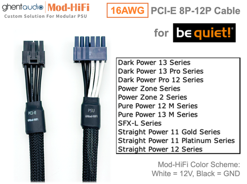 ⚡️UPgrading-16AWG PCI-E GPU 8P Cable for be quiet! Dark Pure Power- 70cm/27inch - Afbeelding 2 van 8