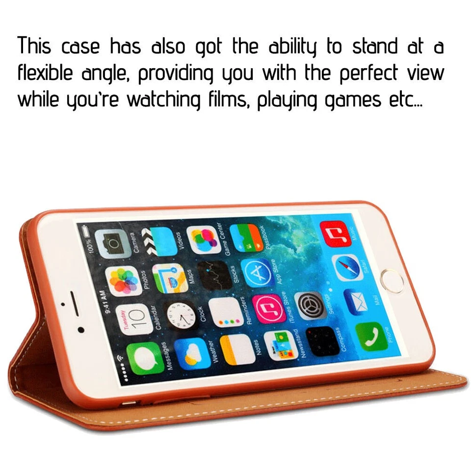 FUNDA BILLETERA DE CUERO DE DISEÑO CON PROTECTOR DE PANTALLA DE VIDRIO GORILA PARA TELÉFONOS MÓVILES Foto 4 de 4