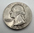 1953 USA Washington Quarter Dollar 90% Silver 25c Coin B24