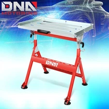 400 LBS With 2 Fixed Wheels Zinc Plated Carbon Steel Workbench Welding Table Red