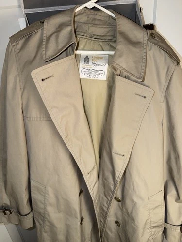Tan London Fog Trench Coat 42Long Removable Liner Great Condition Durable Jacket - product listing photo