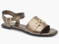 Valentino by Mario Valentino Cecilia VLOGO Sandal – Pewter, Size 6, Metallic Lea