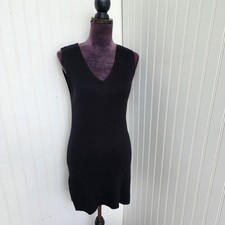 LOFT Sleeveless Ribbed Black Lighweight Sweater Dress Women's Knit Sz XS