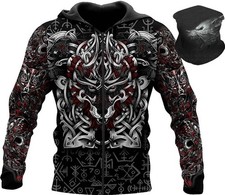 Viking - Crow Tattoo Hoodies 3D Print Men's Hoodie Breathable Sweat