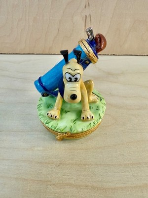 Vintage Limoges France Artoria Peint Main Disney Box - Pluto with Golf Bag