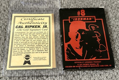 Cal Ripken Vintage (3) Card Lot - 1987 Topps - 1992 Post - 1995 22kt Gold COA - Picture 4 of 5