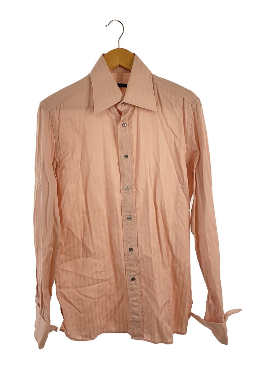 GUCCI Cotton Long Sleeve Shirt 15.5 Pink Stripe Casual Wear