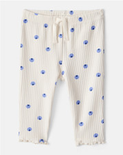 CARTER'S Baby Girl Blueberry Print Cotton Pull-On Pants - Ivory (NWT) - 3M-24M