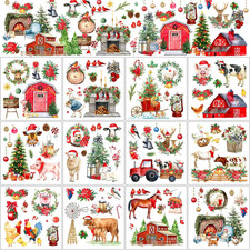 12 Sheets Christmas Rub on Transfers for Crafts and Furniture Christmas