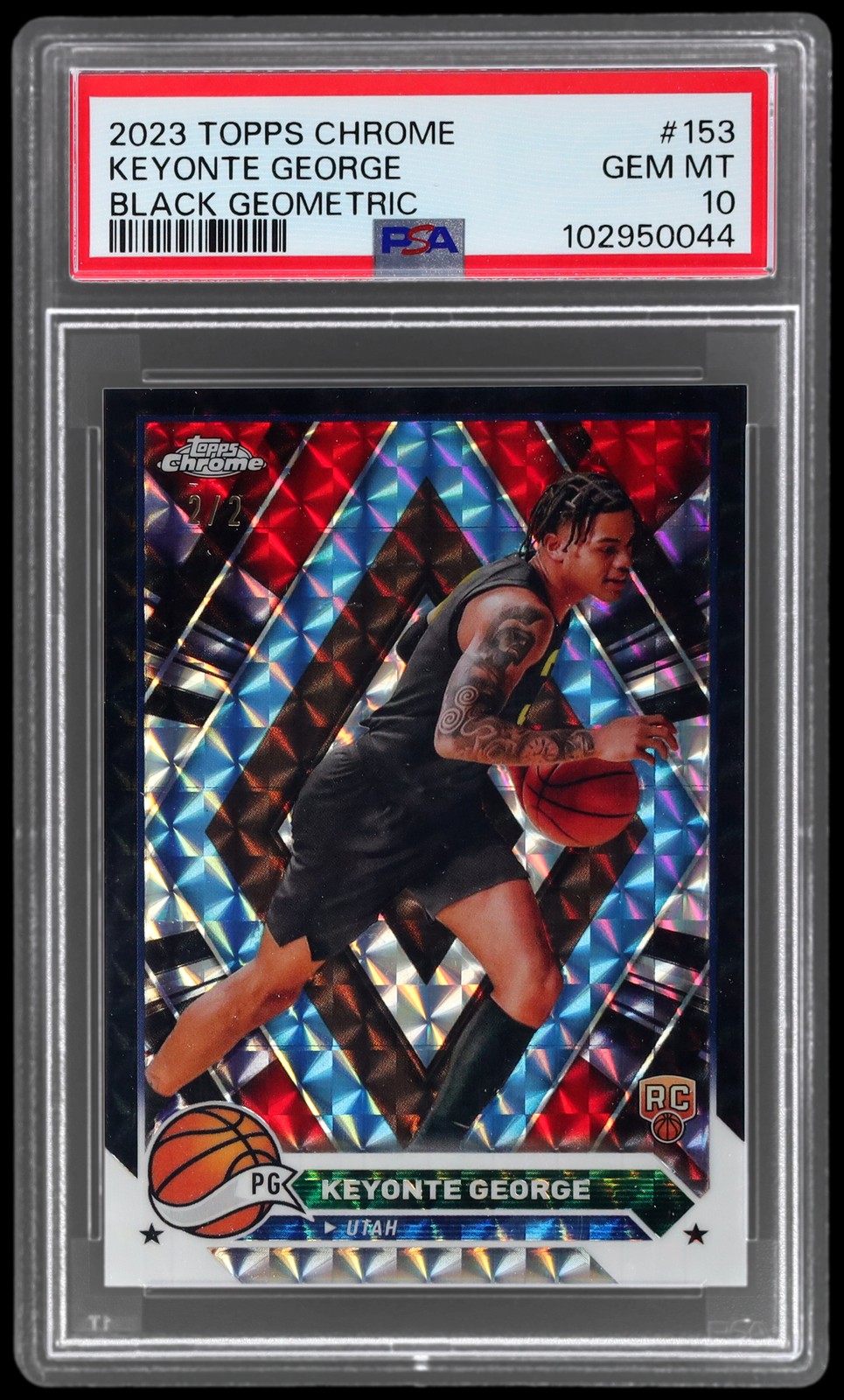 2023-24 Topps Chrome Keyonte George #153 PSA 10 Black Geometric Refractor 2/2