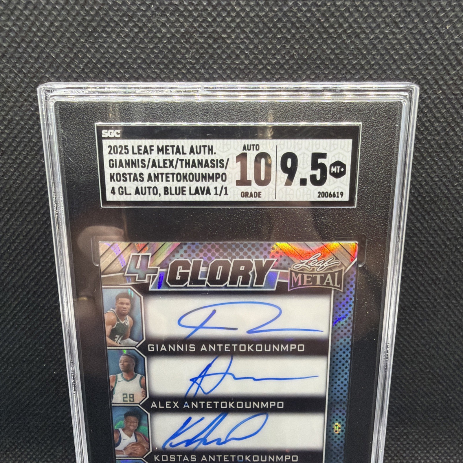 2025 Leaf Metal Giannis Antetokounmpo Brothers 4 Glory Quad Auto 1/1 SGC 9.5/10 view 5