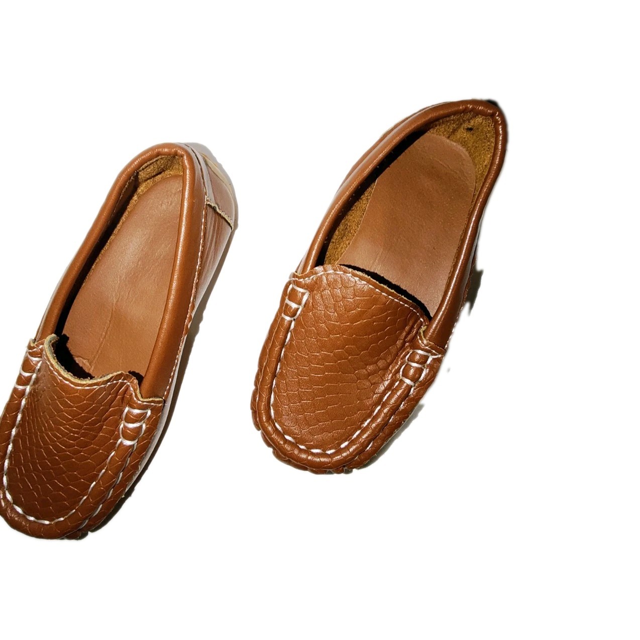 BROWN MOCCASIN/SHOES LEATHER BABY BOY  US 6c SLIP ON never used