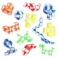 12 Pack Fidget Snake Cube Twisty Magic Lines Blocks Puzzles Party Favor Toys