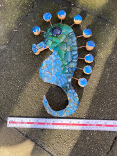 RECYCLED DRIFTWOOD AND SEA GLASS SEAHORSE WALL HANGING