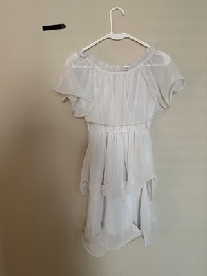 PRETTYLITTLE White Chiffon Off-the-Shoulder Ruffle Mini Dress Fit & Flare Size S