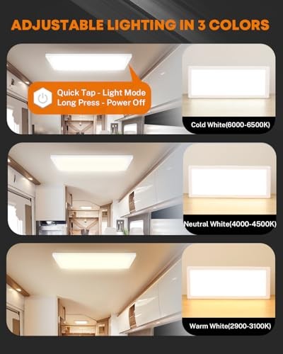 Dimmable RV Interior Light 12V 16.7" x 6.6", 1500 Lumen RV LED Ceiling 1PCS - 第 4/6 張圖片