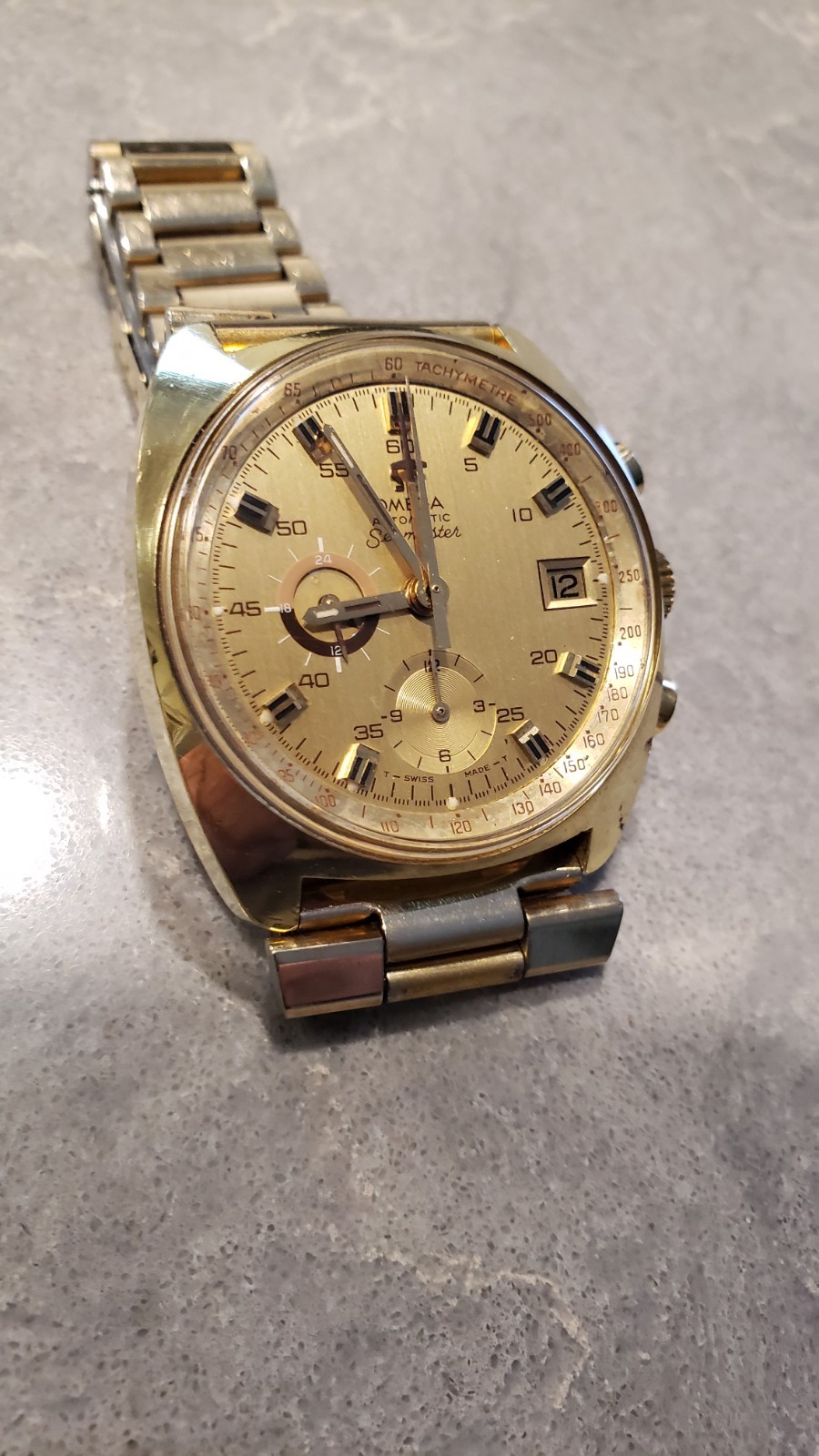 OMEGA Chronograph Seamaster 176.007 Gold Tone W/factory Braclet Wrist Watch