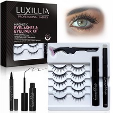 8-Piece Clear & Black Magnetic Eyelashes with Applicator & Magnetic Eyeliner ...