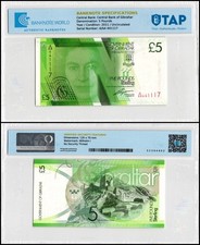 Gibraltar 5 Pounds, 2011, P-35, UNC, Authenticated