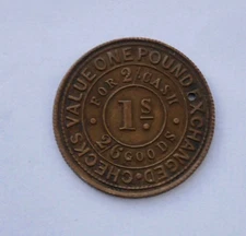 "BURLEIGH, STATIONER, WANDSWORTH & WIMBLEDON" 1 SHILLING TOKEN (SMALL HOLE)