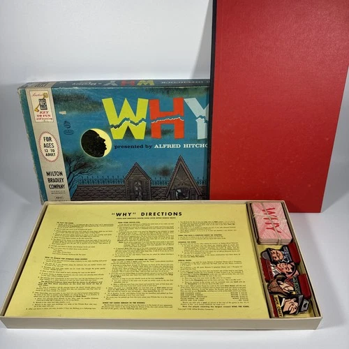WHY Mystery Board Game By Alfred Hitchcock Vintage 1958 Milton Bradley Complete