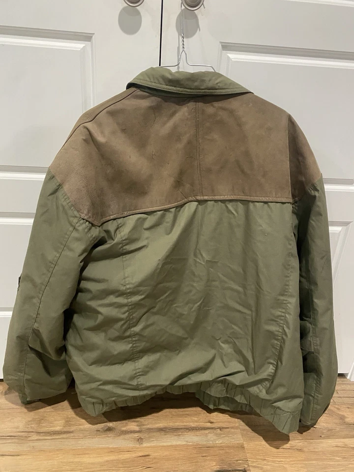 复古仅限会员外套橄榄绿色棉聚乙烯混纺真皮 44L — 第 2/4 张图片