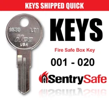 Sentry Safe & Fire Box keys / Select your key code  / Series 001 - 020