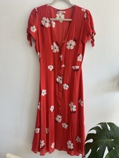 Reformation Button Down Floral Sundress CAP Sleeved MIDI Dress