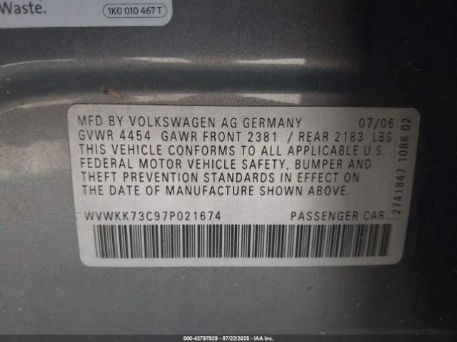 Volkswagen Passat 2007 caja purificadora de aire 2,0 L fabricante de equipos originales usado 118 k millas Foto 2 de 4