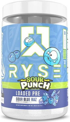 RYSE Loaded Daily Pre Workout Powder - Sour Punch Blue Raz - 30 Servings