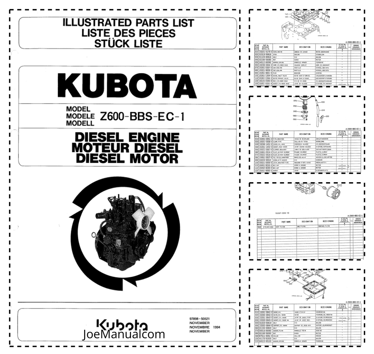 Less and More 英語版 Kubota Z600-BBS-EC-1 Diesel Engine Parts Manual PDF | eBay