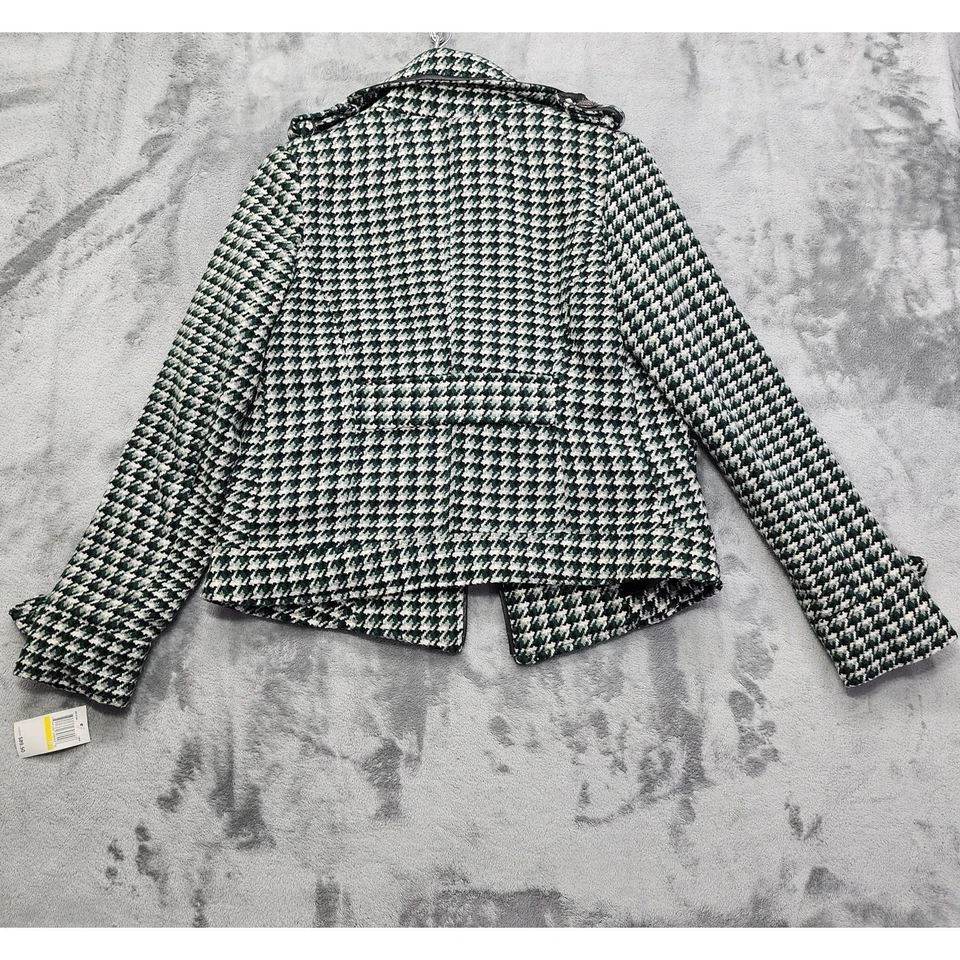 NUEVO Abrigo Jou Jou Mujer M Verde Negro Pata de Gallo Mezcla Lana Doble Pecho Foto 4 de 4