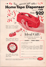 Scotch 3M Home Tape Dispenser 1957 Vintage Magazine Ad Print Red Retro Gift
