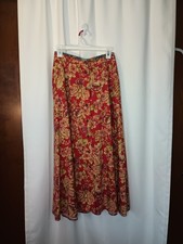 Vtg Liz Sport Womens Cottagecore Button Front Floral Skirt 8 Western Country 90s