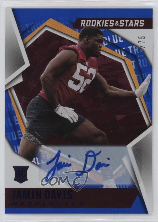 2021 Panini Rookies & Stars True Blue Signatures /75 Jamin Davis Auto RC 1k78