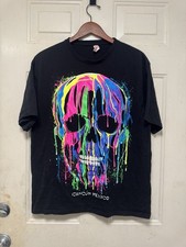 2000s Vintage Skull Graphic Neon T-Shirt Black Cancun Mexico Men’s Size L