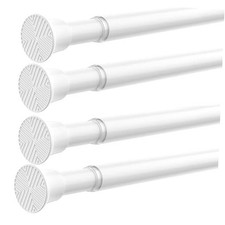 4 Pack Spring Curtain Rods for Windows 23 to 46 Inch, 23 to 46 inch-4pcs White