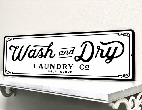 Wash & Dry Laundry Co - Home Decor Wall Sign : White 24" x 7" - 第 7/8 張圖片