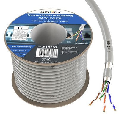 100m Netzwerkkabel CAT6 F/UTP Patchkabel geschirmt Gigabit Ethernet LAN Kabel 4x