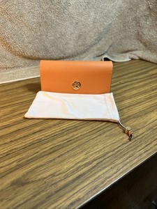Tory Burch Orange Saffiano Leather Sunglasses Eyeglasses Case Holder Designer
