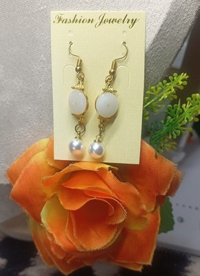 Natural Gemstone Opal Fancy Stainless Dangling Earrings 