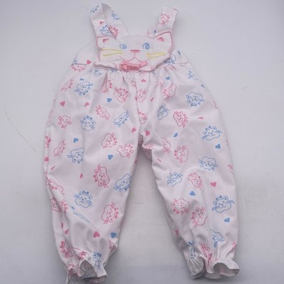Vintage 90s Mothercare Baby Girl 6-9 Months Cat Kitty Print Overalls Romper Y