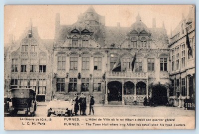 Furnes Norway Postcard The Town Hall King Albert Headquarters c1910 Posted