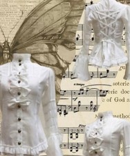 Preview of Metamorphose Lolita Princess Blouse Stand-up Collar Lace Frills Size S