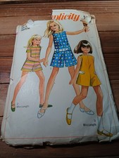 VTG Simplicity 7564 Coulotte Jump Suit Complete Cut 1960s Girls Size 12