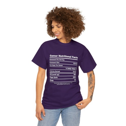 Datos nutricionales para jugadores | unisex | algodón pesado | camiseta | divertida | regalo - Imagen 6 de 32