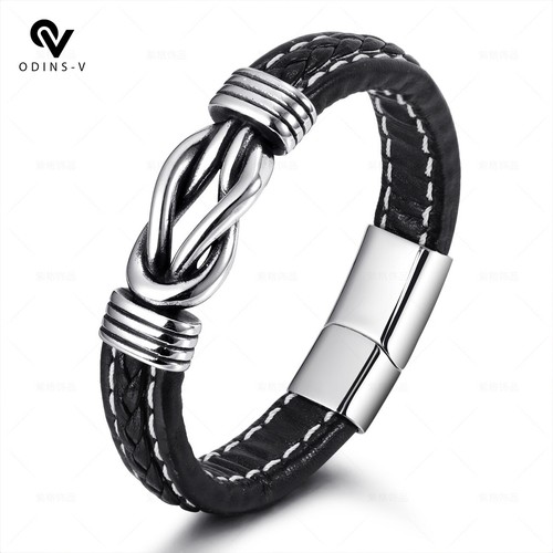 Premium Genuine Mens Leather Bracelet Celtic Knot Magnetic Lock 2024 Design UK - Picture 14 of 34