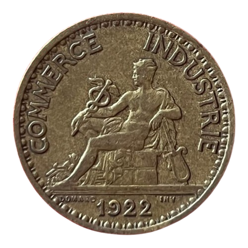 Francia 1922 Moneda 1 Franco Cámaras de Comercio KM#876 Bronce XF - Imagen 2 de 2