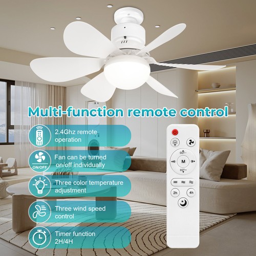E27 Klein Deckenventilator mit Beleuchtung Dimmbar Ventilator Lampe Kinderzimmer - Bild 18 von 20