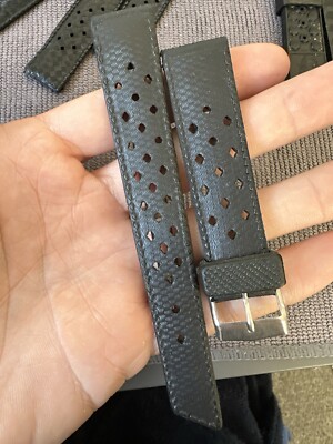  Vintage Tropic style watch strap , black, nos, 18 mm top quality by alaska v11 